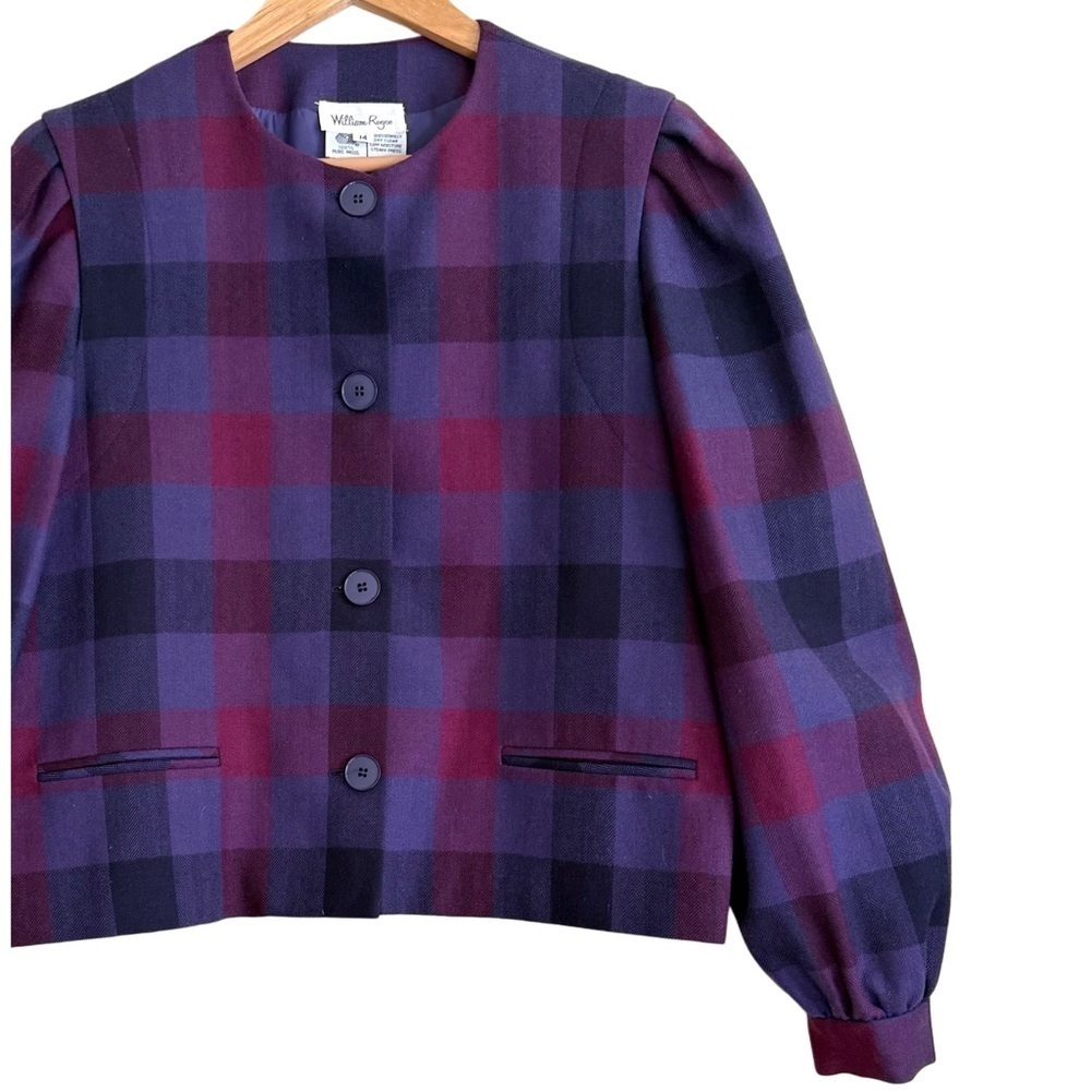 WILLIAM ROYCE 100% Pure Wool Vintage 70’s Colorful Structured Plaid Jacket Sz 14 - Picture 7 of 10